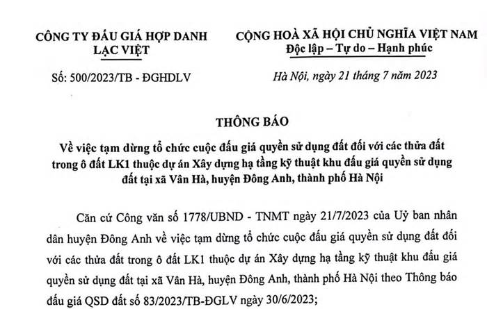 Nhiều cuộc đấu giá đất ở Hà Nội bị tạm dừng bất ngờ