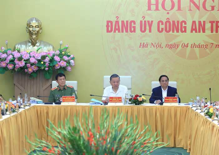 Chủ tịch nước Tô Lâm và Thủ tướng Phạm Minh Chính dự Hội nghị Đảng ủy Công an Trung ương