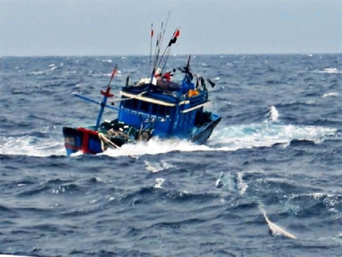 Sóng lớn đánh chìm tàu cá, 2 ngư dân Bình Định mất tích