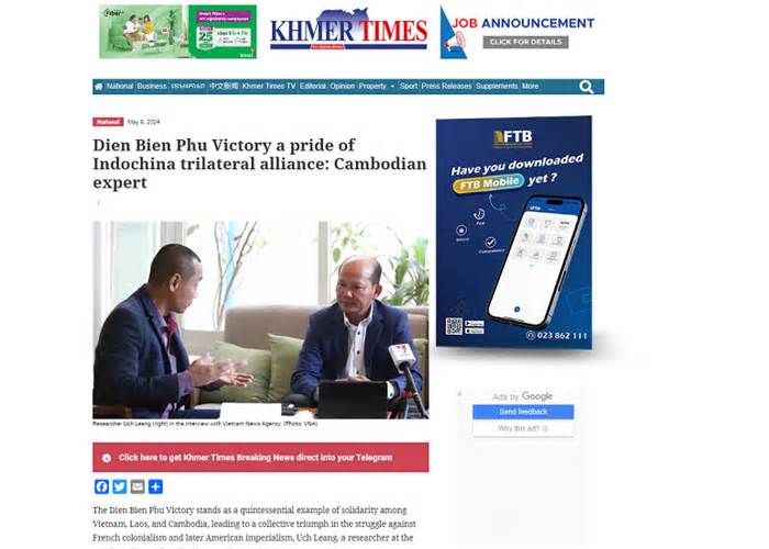 Truyền thông Campuchia: Chiến thắng Điện Biên Phủ là hình mẫu về tinh thần đoàn kết của ba nước Đông Dương