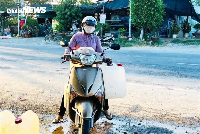 Hạn mặn ở Tiền Giang: Người dân đội nắng, thức đêm chở từng can nước miễn phí