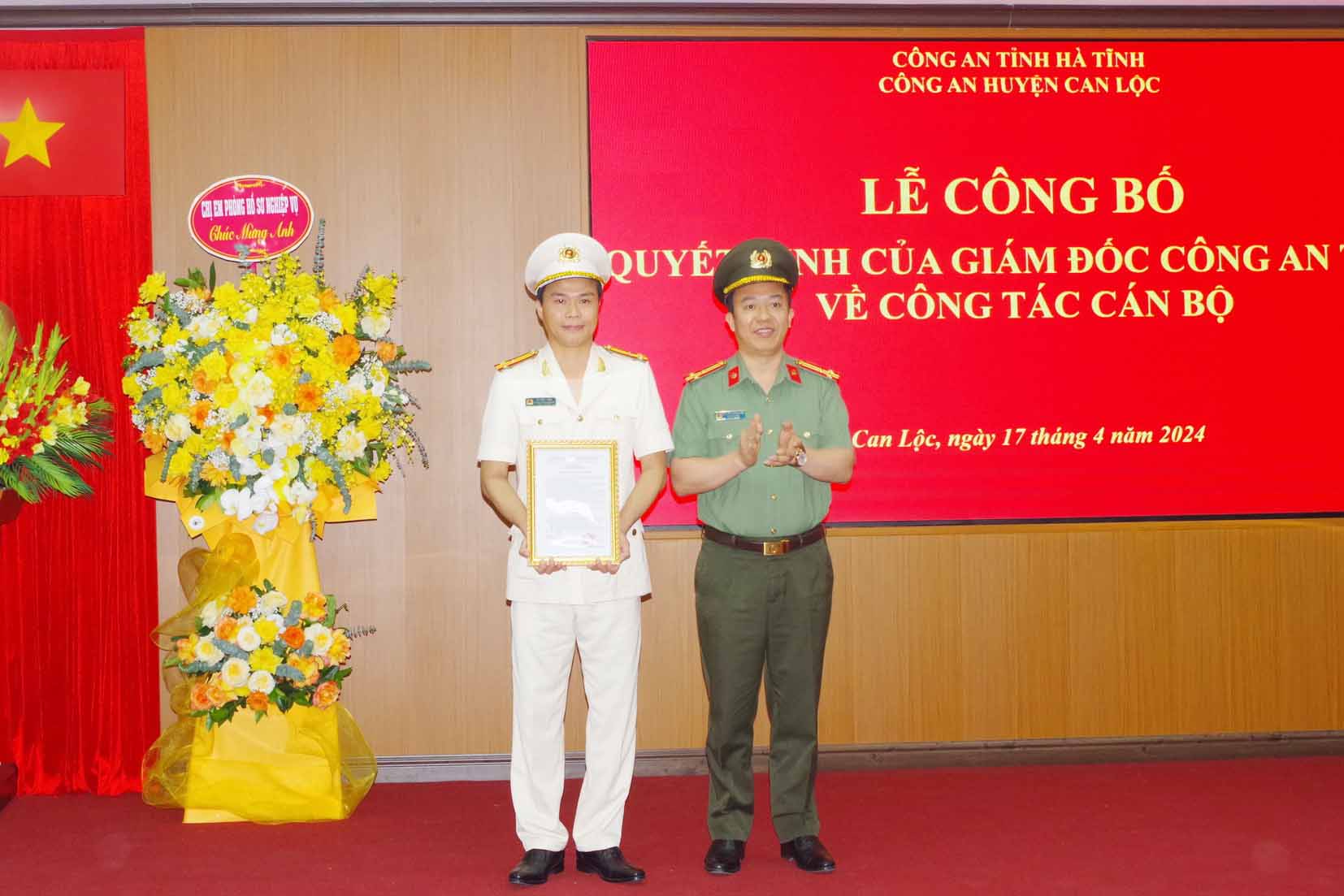 Huyện Can Lộc và thành phố Hà Tĩnh có Trưởng Công an mới