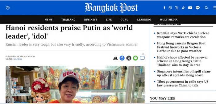 Bangkok Post: Tổng thống Nga Putin - 'Idol' của nhiều người dân Việt Nam