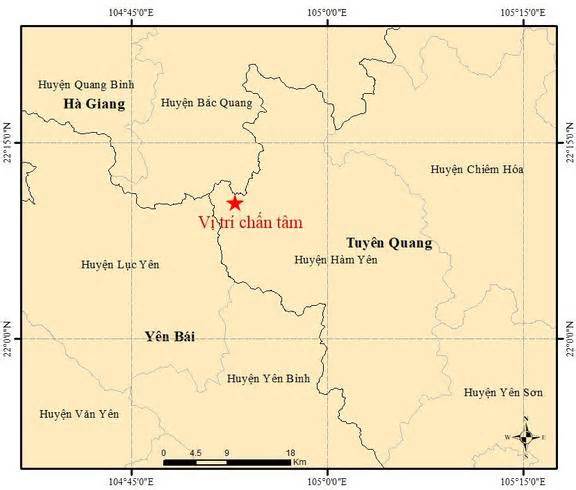 Xảy ra động đất 4 độ Richter tại Tuyên Quang