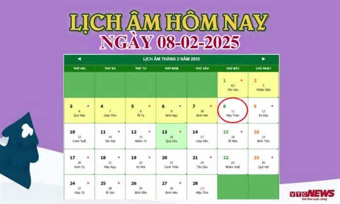 Lịch âm 8/2 - Âm lịch hôm nay 8/2 chính xác nhất - lịch vạn niên 8/2/2025