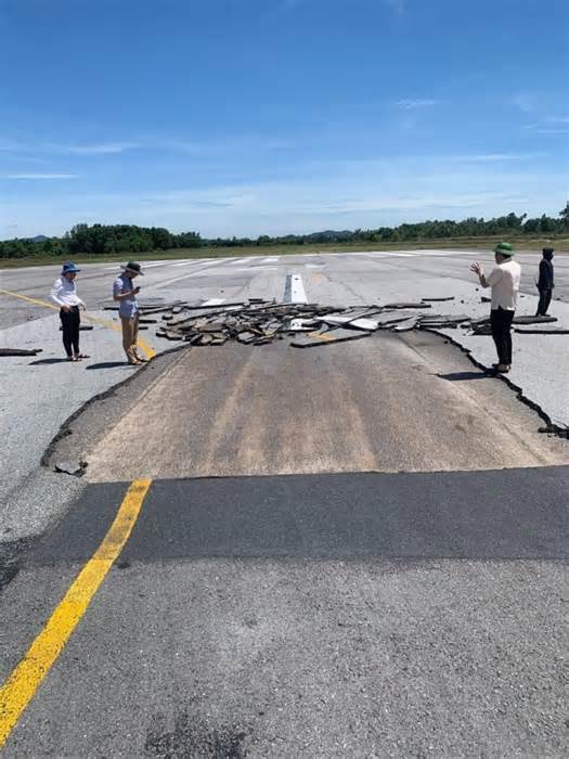 Đường băng sân bay Vinh bị nứt: Dự kiến sáng 4/7 hoạt động trở lại