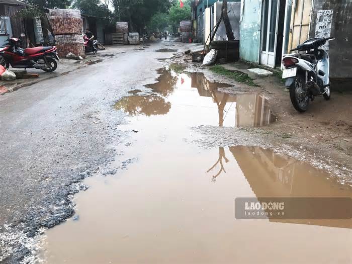Thái Bình: Con đường toàn 'ổ voi' đọng nước lâu ngày hành dân