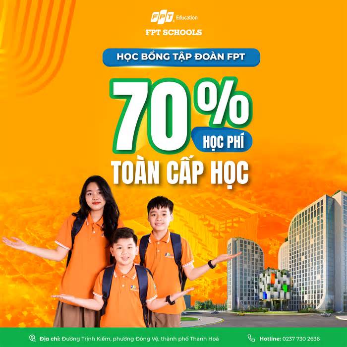 Tập đoàn FPT trao 240 suất học bổng khủng trị giá 70% học phí toàn cấp học dành cho học sinh xứ Thanh