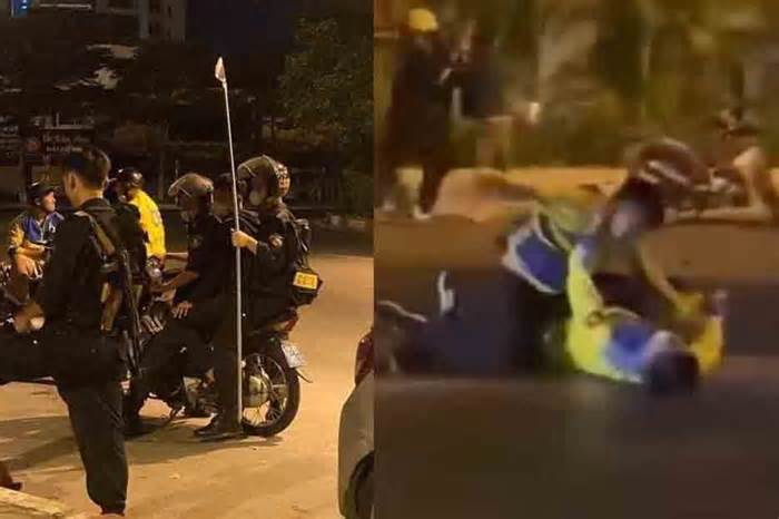 Đám đông tài xế xe ôm công nghệ ở Hà Nội tụ tập đánh nhau, một số người bị tạm giữ