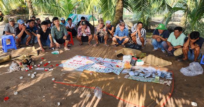 Cảnh sát vây bắt sòng bạc trong vườn dừa ở miền Tây