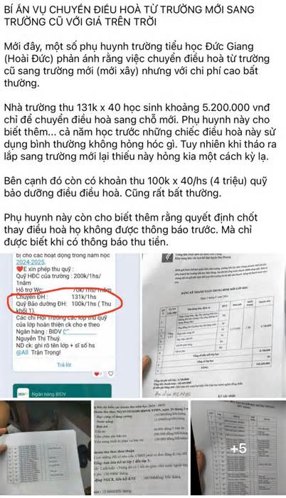 Thu 131.000 đồng/học sinh để chuyển điều hòa, trường nói 'không tư lợi'