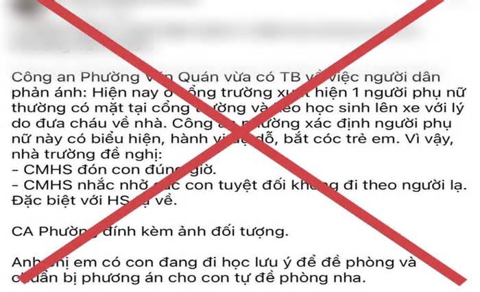 Công an quận Hà Đông nói gì về thông tin 'bắt cóc trẻ em' tại Văn Quán?