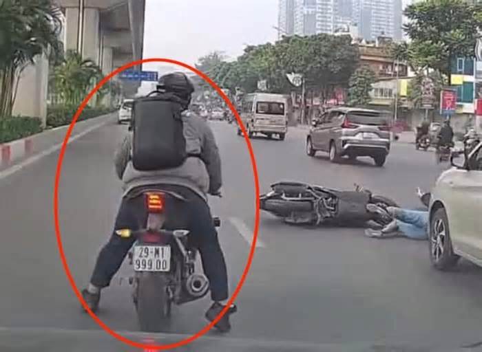 CSGT Hà Nội truy tìm nam thanh niên đi xe máy gây tai nạn với phụ nữ rồi bỏ chạy