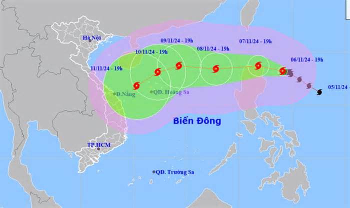 Bão Yinxing mạnh lên cấp 14 và liên tục đổi hướng