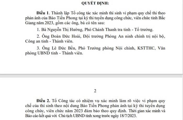 Lập tổ xác minh thí sinh đem tài liệu vào phòng thi công chức, viên chức