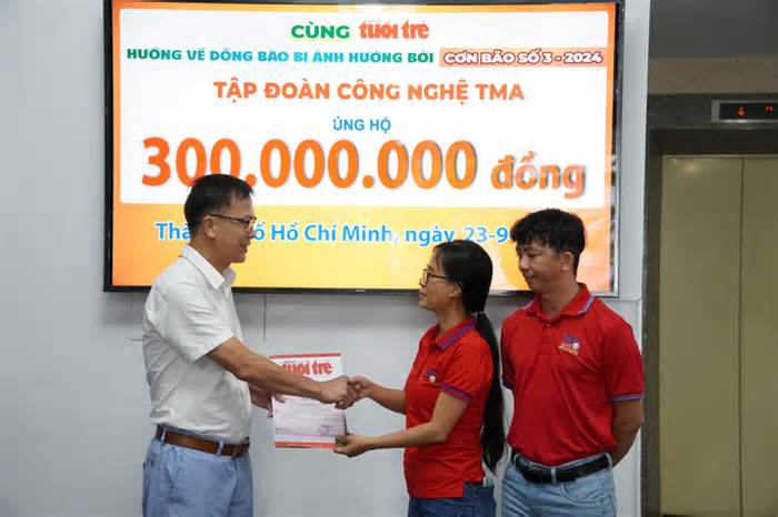 Tập đoàn TMA ủng hộ đồng bào bão lũ 300 triệu đồng