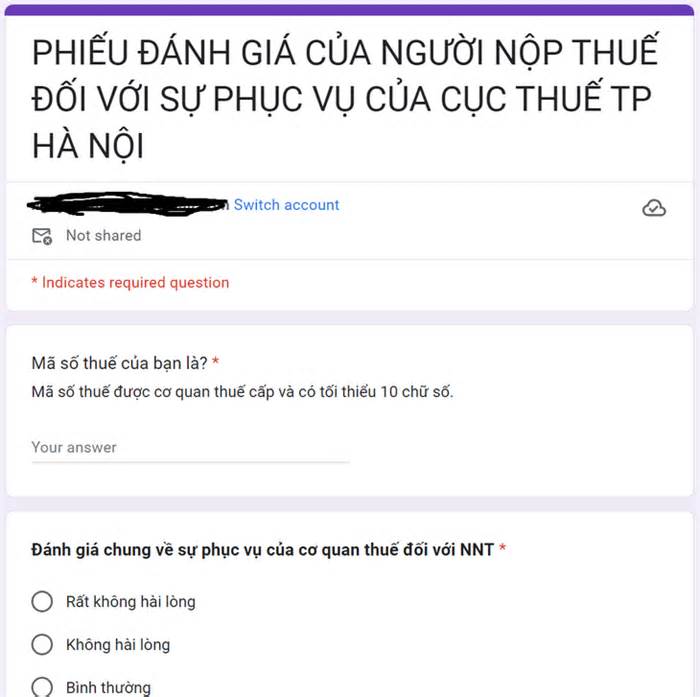 Khảo sát ý kiến mà buộc điền mã số thuế, Cục Thuế TP Hà Nội trả lời ra sao?