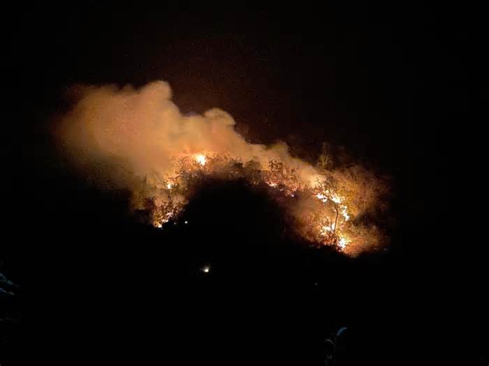 Gần 100 người vật lộn nhiều giờ trong đêm chữa cháy rừng
