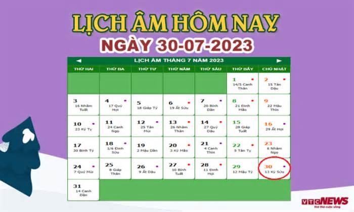 Lịch âm 30/7 – Âm lịch hôm nay 30/7 chính xác nhất - lịch vạn niên 30/7/2023