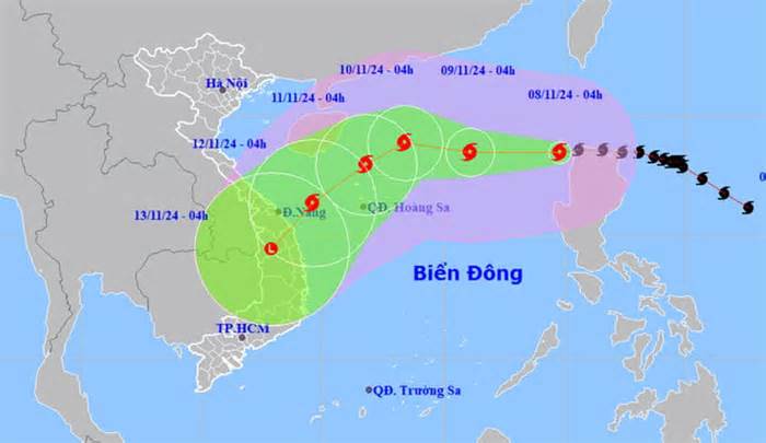 Bão Yinxing giật cấp 17 đi vào Biển Đông, liên tục đổi hướng di chuyển