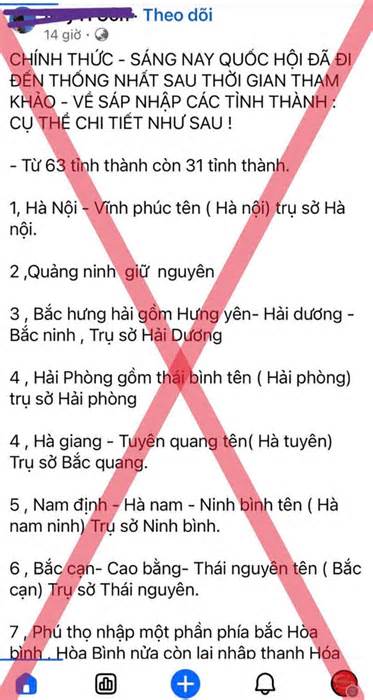 Công an cảnh báo tin giả, tin sai sự thật về sáp nhập các tỉnh, thành