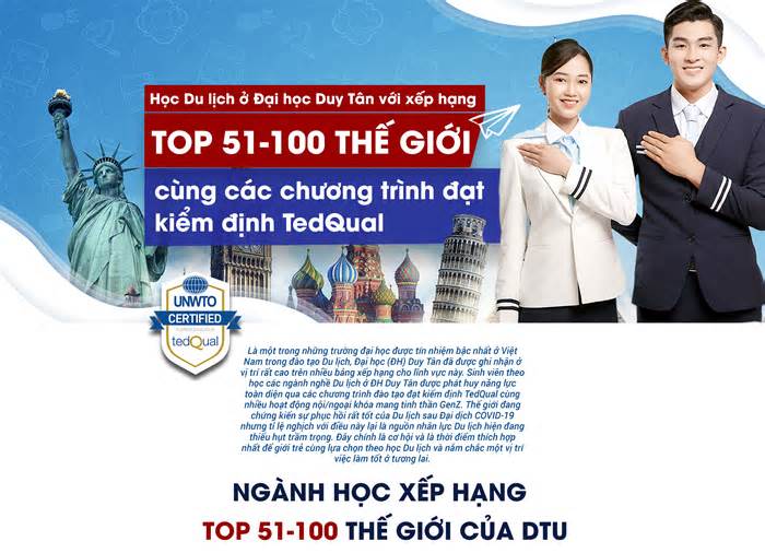 Học Du lịch ở Đại học Duy Tân với xếp hạng Top 51-100 thế giới