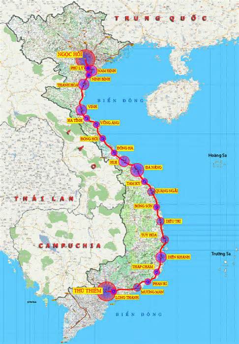 Dự kiến hướng tuyến và ga đường sắt tốc độ cao ở Hà Nội, TP HCM