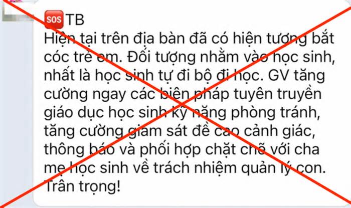 Thông tin 'bắt cóc trẻ em' là thất thiệt, trường học mời công an vào cuộc