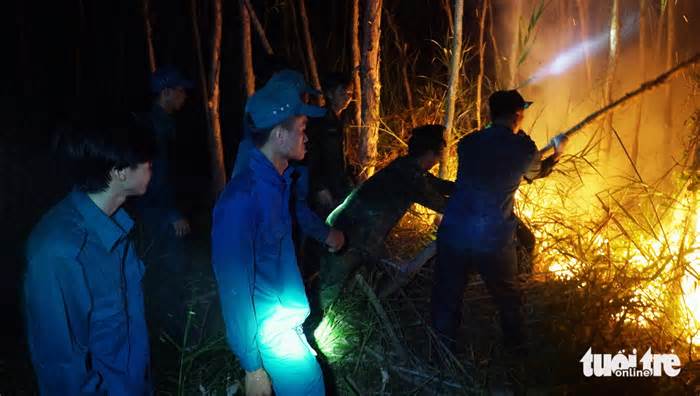 Hơn 600 người trắng đêm dập lửa gần 50 hecta rừng vẫn đang cháy ở Cà Mau