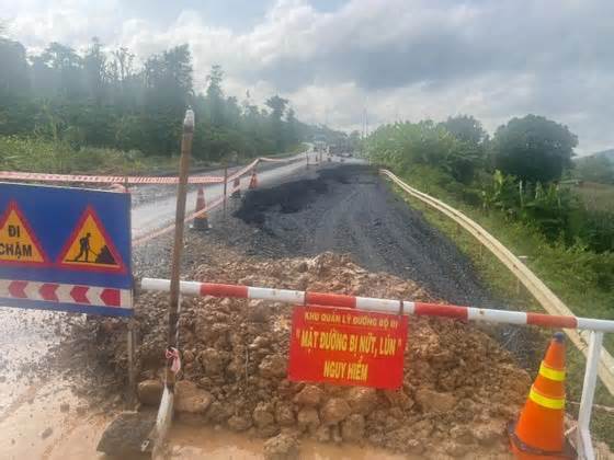 Đắk Lắk: Dự án Đường tránh thị trấn Ea Drăng bị sụt lún nghiêm trọng
