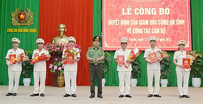 Công an Bình Thuận điều động, bổ nhiệm 6 sĩ quan chỉ huy