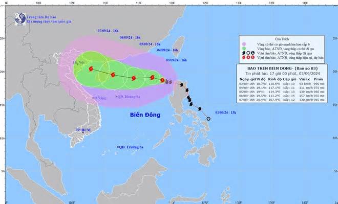 Các tỉnh, thành chủ động ứng phó với bão số 3 Yagi