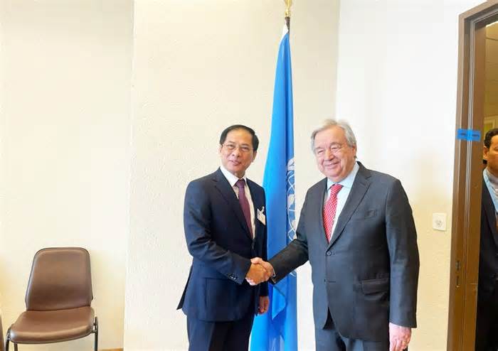 Bô trưởng Ngoại giao Bùi Thanh Sơn gặp Tổng thư ký Liên hợp quốc Antonio Guterres
