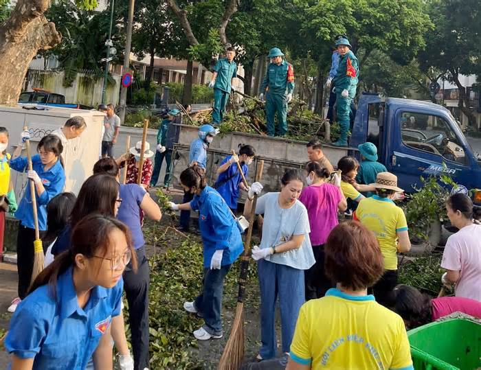 Hơn 300 Thanh tra phân luồng, đảm bảo trật tự chiến dịch thu dọn cây xanh đổ