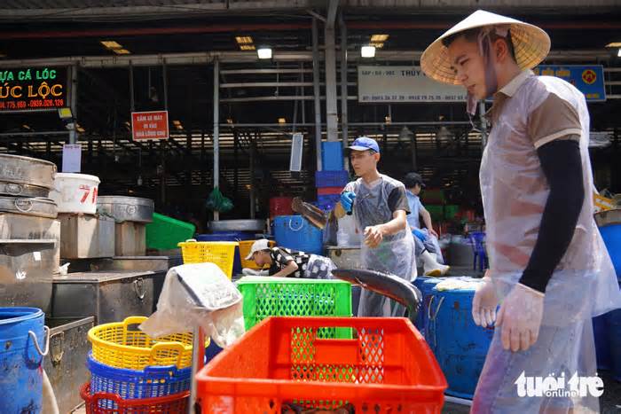 Xe tải xuyên đêm chở cá lóc vô chợ Bình Điền trước ngày vía Thần Tài