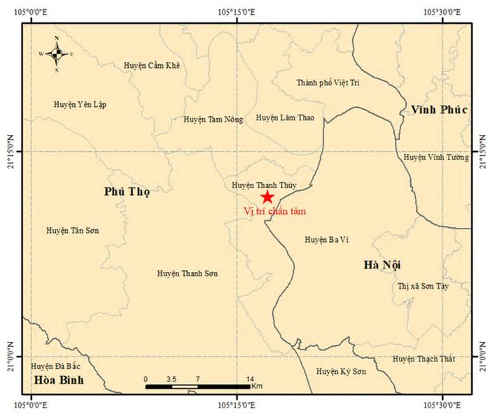 Động đất mạnh 3,3 độ richter gây rung lắc ở Phú Thọ