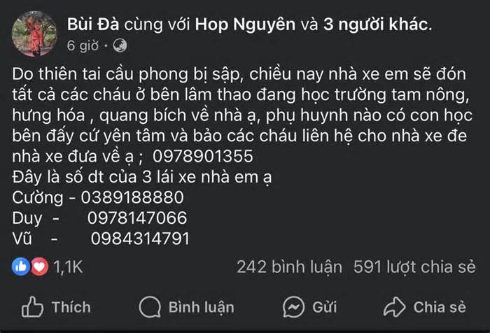 Đưa đón học sinh miễn phí sau khi cầu Phong Châu sập