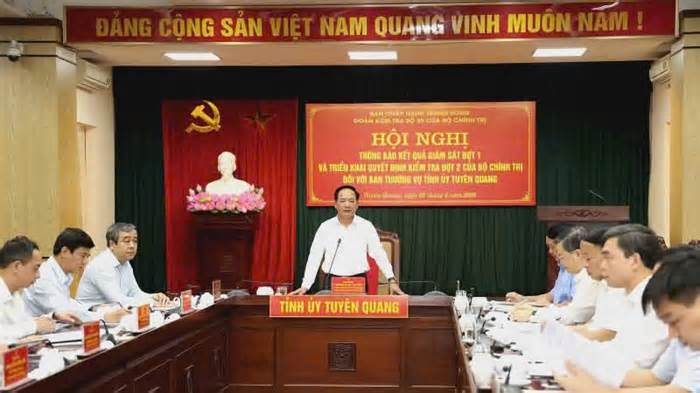 Thông báo kết quả kiểm tra đối với Ban Thường vụ Tỉnh ủy Tuyên Quang