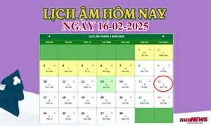 Lịch âm 16/2 - Âm lịch hôm nay 16/2 chính xác nhất - lịch vạn niên 16/2/2025