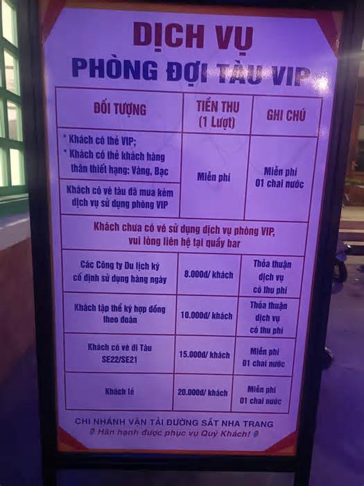 Đường sắt Nha Trang nói gì chuyện tàu chậm chuyến còn thu 20.000 đồng ngồi phòng VIP?