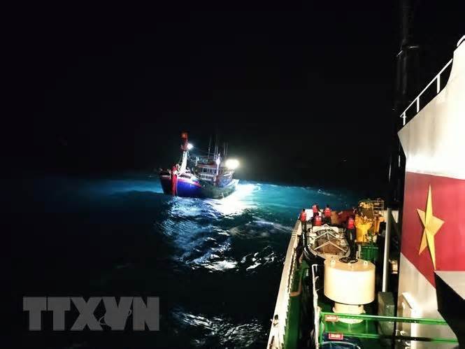 Khẩn trương hỗ trợ, tìm kiếm các thuyền viên gặp nạn trên biển Phú Quý
