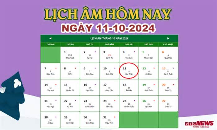 Lịch âm 11/10 - Âm lịch hôm nay 11/10 chính xác nhất - lịch vạn niên 11/10/2024