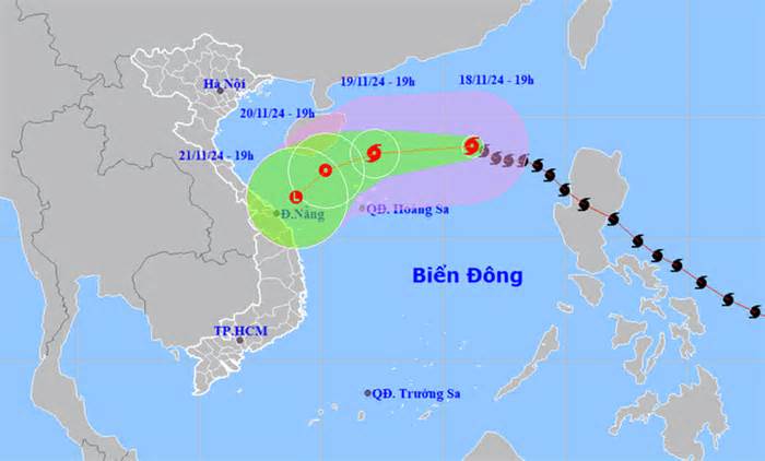 Bão số 9 duy trì cấp 11 trên Biển Đông, hướng về vùng biển Trung Trung Bộ