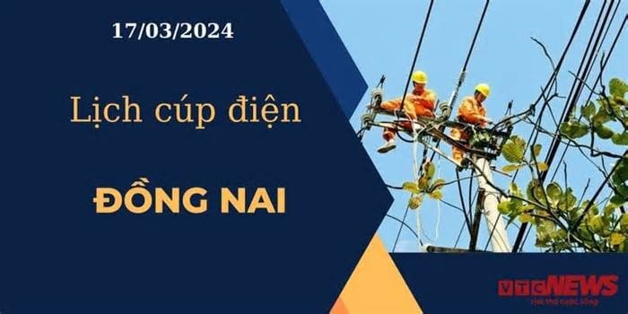 Lịch cúp điện hôm nay ngày 17/03/2024 tại Đồng Nai