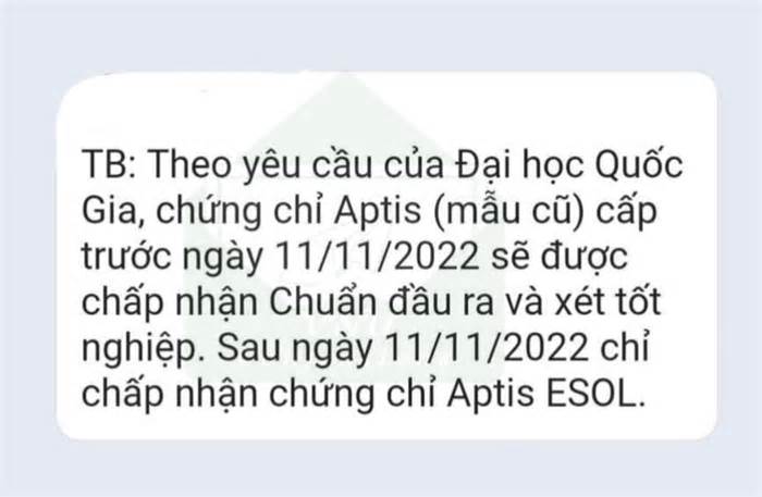 Thực hư việc Đại học Quốc gia Hà Nội không chấp nhận chứng chỉ Aptis mẫu cũ sau 11-11-2022