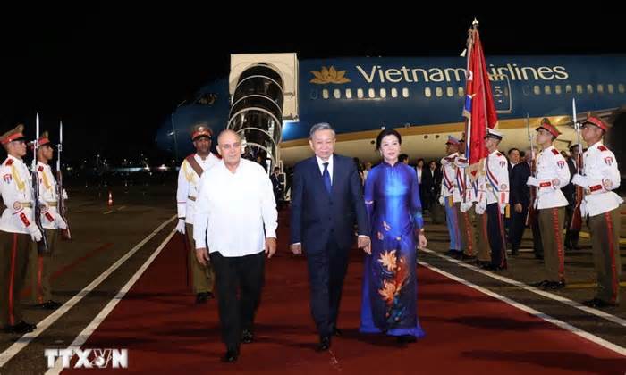 Tổng Bí thư, Chủ tịch nước Tô Lâm đến La Habana, bắt đầu thăm Cộng hòa Cuba