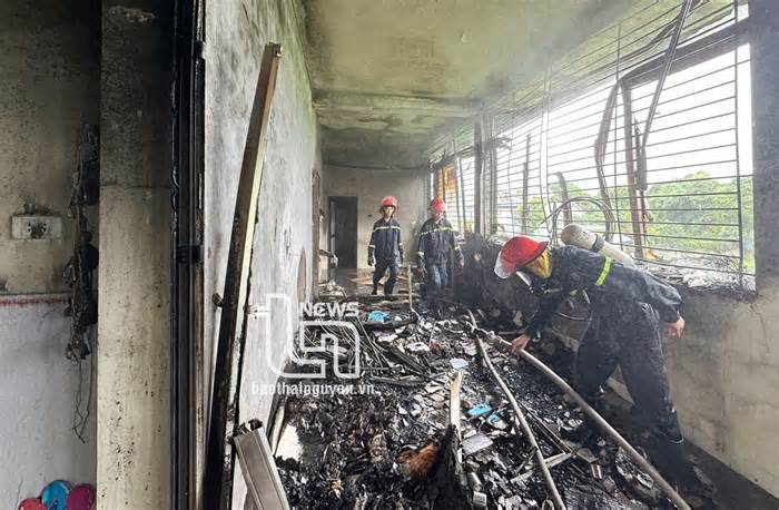 Cháy phòng chứa đồ dùng trường mầm non ở Thái Nguyên