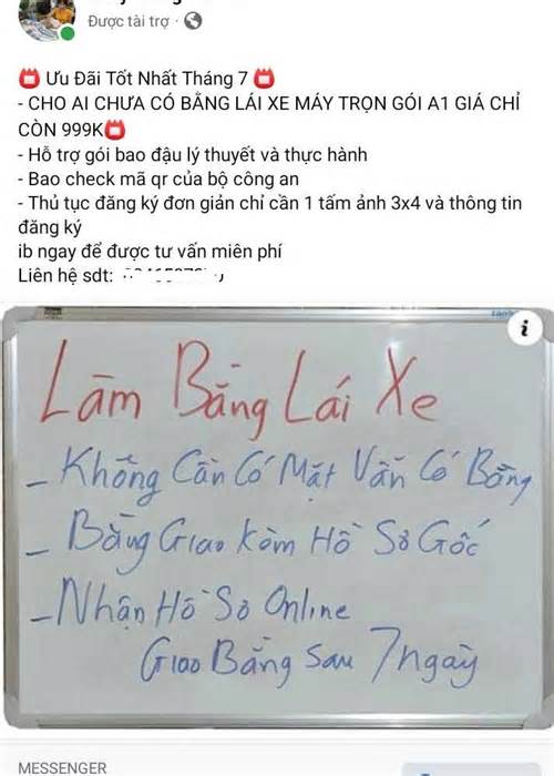 Cục Cảnh sát Giao thông cảnh báo về thông tin quảng cáo mua bán giấy phép lái xe