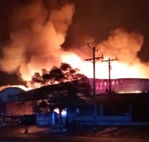 Cháy lớn ở công ty gỗ trong đêm tại Bình Dương