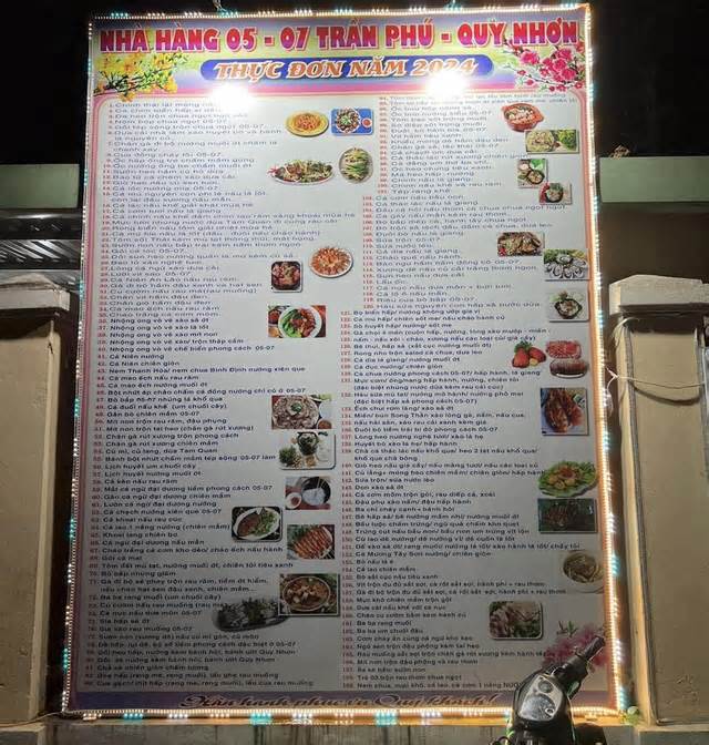 Thực đơn 'khổng lồ' của một nhà hàng ở Bình Định gây sốt mạng xã hội